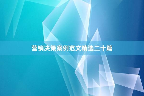 营销决策案例范文精选二十篇